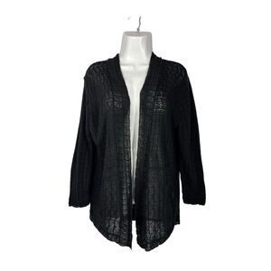 Knit Minded Large Black Cardigan Open Sweater Casual Lightweight Layering Top